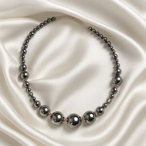 Women’s Cherish Silver Necklace Featuring Grey Beads – Classic Elegant Jewelry